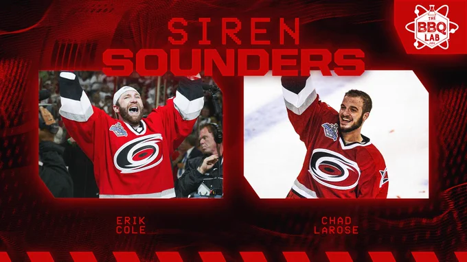 Graphic annoucning Erik Cole and Chad LaRose as tonight's siren sounders 