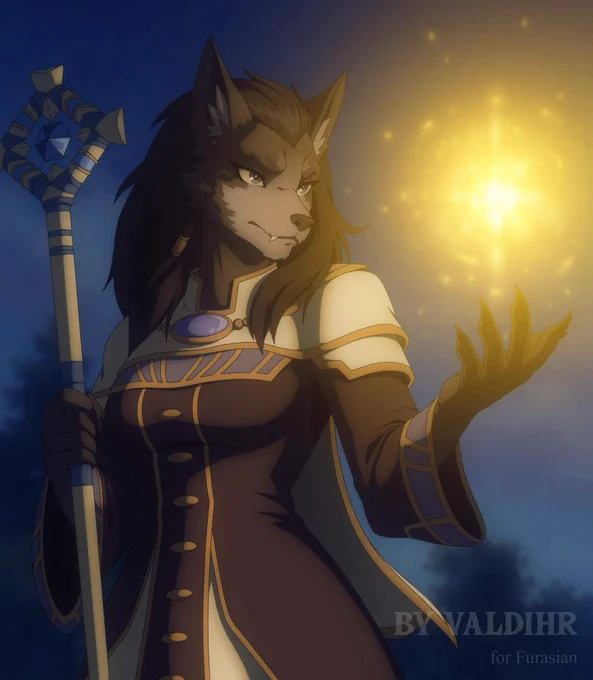 Anime illustration of a world of warcraft worgen priest