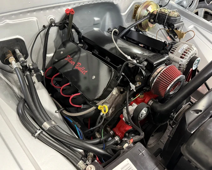 Fleetside style that still hits every time. This custom 1966 @Chevrolet #C10 fleetside pickup is powered by a 6.0-liter Vortec V-8 engine with FiTech electronic fuel injection and a 700R4 four-speed automatic transmission.
