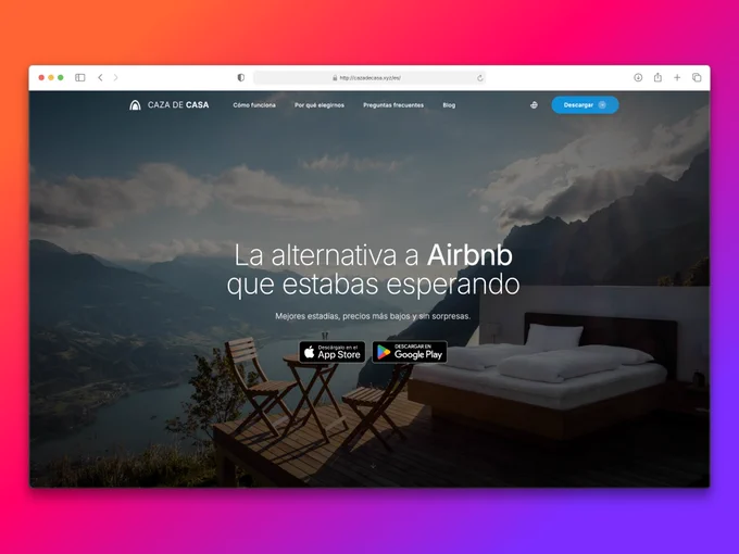 The home page for Caza de Casa in Spanish