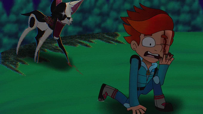 'Jet was having a really hard time fending Cody off. Then out of nowhere Cody than swung his claws right over Jet’s eye, leaving a huge scar. Jet felt a very sharp pain. Before he knew it he had his own blood on his hands. He then froze in shocked. He’s never seen his own blood before.'