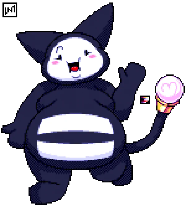 Equal-Chan, looking really plump and round, waving at the viewer with a cheery expression.