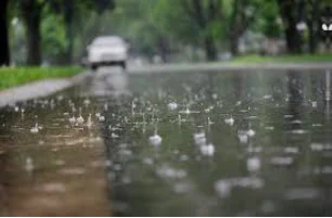 Heavy rain on road