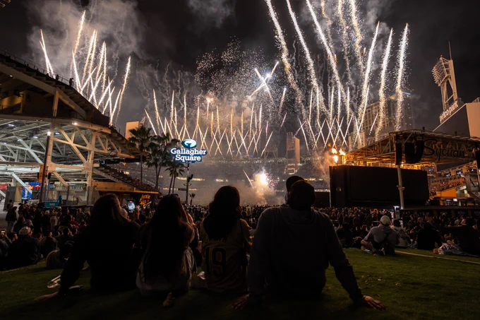 Postgame Star Wars themed fireworks at Petco Park.