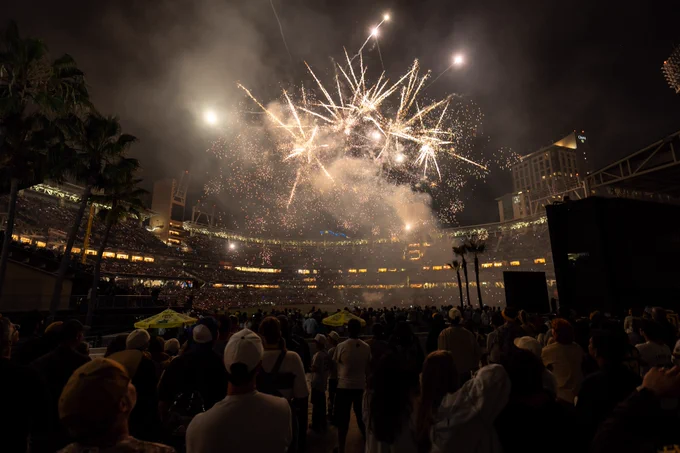 Postgame Star Wars themed fireworks at Petco Park.