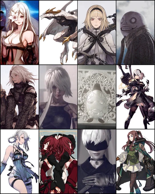 1. Zero
2. Mikhail
3. One
4. Emil
5. Nier
6. A2
7. Weiss
8. 2B
9. Kaine
10. Devola/Popola
11. 9S
12. Four