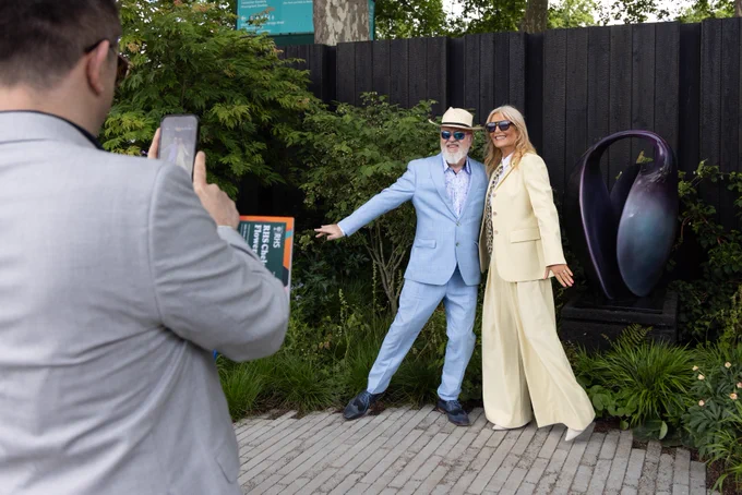 Gabby Roslin and Billy Bailey strike a pose on the Asthma and Lung UK  Breathing Space Garden.