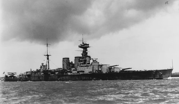 HMS Hood pre-war. US NHHC image.
