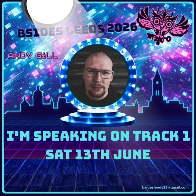 Speaker card with photo of Andy Gill and the text 'I'm speaking on Track 1, Sat 13th June'