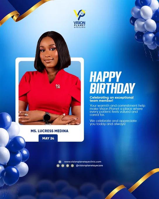 Happy birthday, Miss Lucress Medina, staff celebration, vision planet, eye clinic