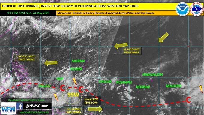 Graphic depicts state of the weather around the region.