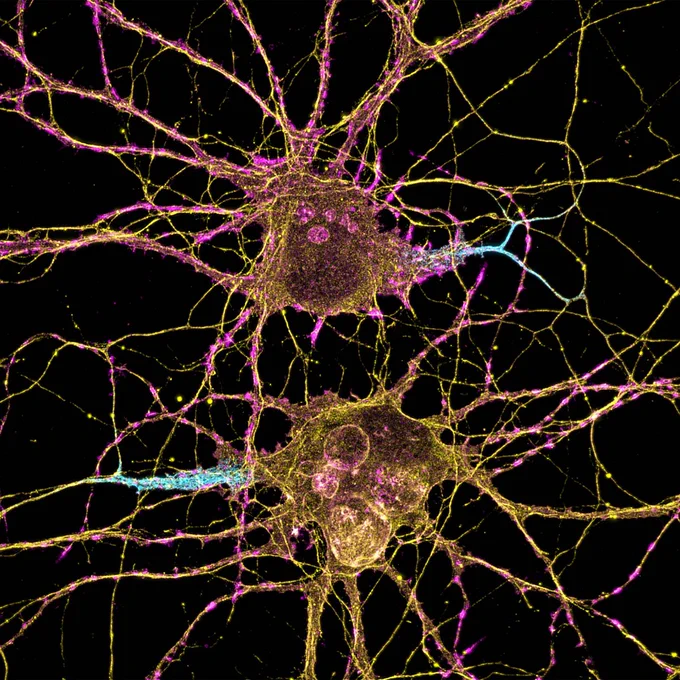 Mouse neurons courtesy of Christophe Leterrier, NeuroCyto Lab, INP, Marseille, France, via NIH BRAIN Initiative.