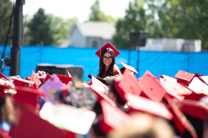 Skyline High graduate complete graduation ceremony