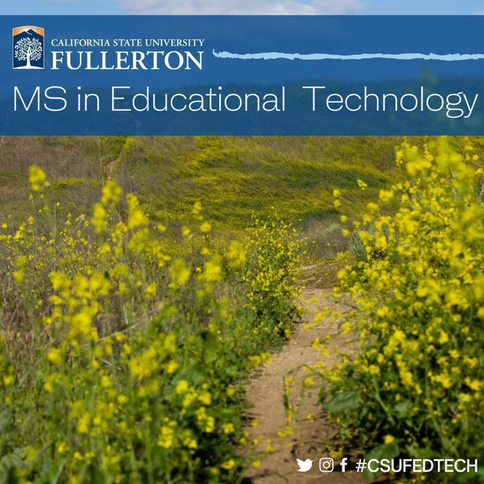 text: ms in educational technology with flowers in the background background