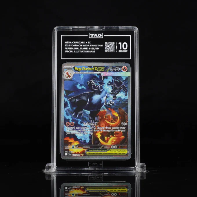 A Charizard in a TAG slab with a gem mint 10 rating.