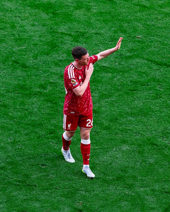 Photography of Andy Robertson as he is substituted off on his final Liverpool appearance.