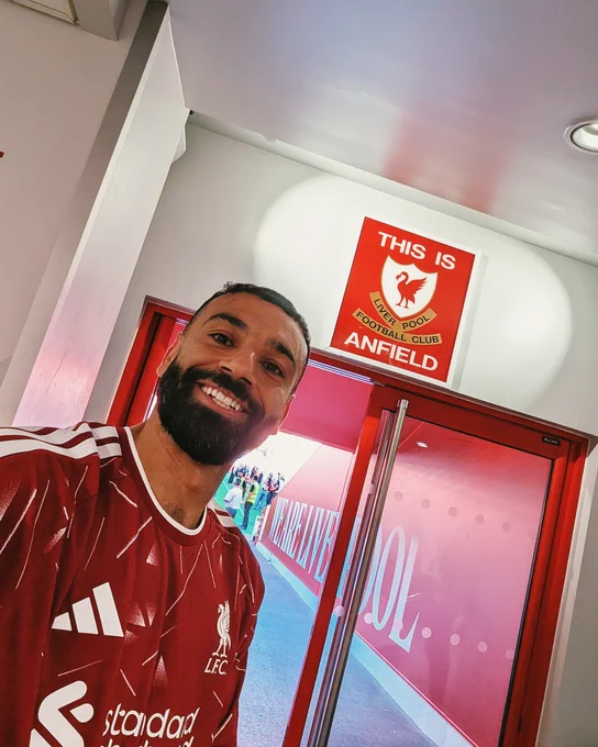 Selfie image of Mo Salah in the tunnel at Anfield.