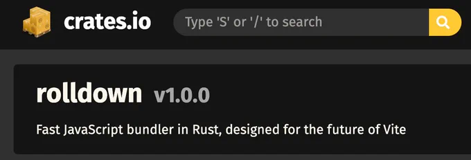 crates.io screenshot showing the Rolldown crate