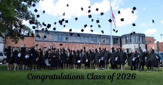 Congratulation Class of 2026 throwing caps