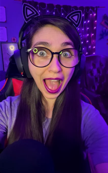 Diva being cute and excited in her stream room