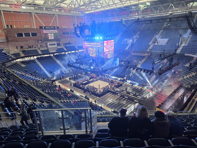 A picture of the AEW Double or Nothing Arena before it fills up