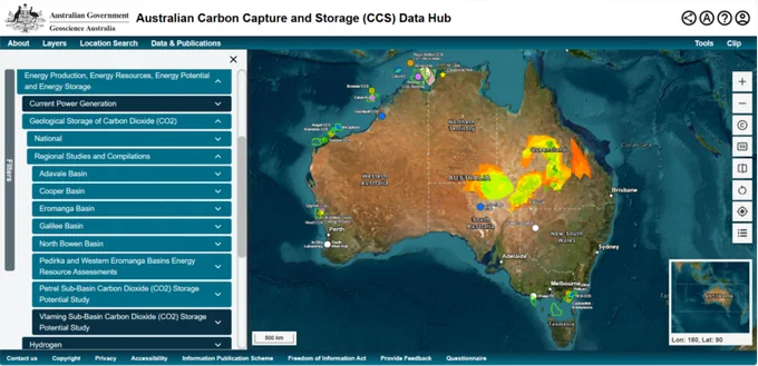📷 The new Australian CCS Data Hub provides a single point of access to a range of spatial data and information relating to geological carbon storage and CCS projects across Australia 