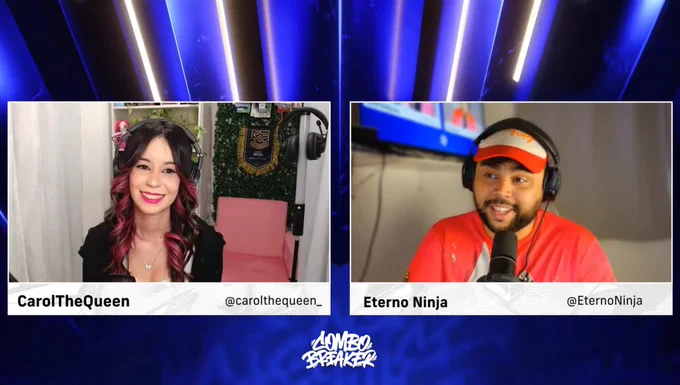 Print da live do combo breaker com carol e eterno ninja