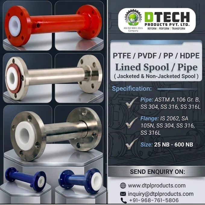 Designed for superior corrosion resistance, leak-proof performance, and long service life, our lined spool solutions are ideal for handling aggressive chemicals and critical process applications.

✅ Jacketed & Non-Jacketed Spool
✅ PTFE / PVDF / PP / HDPE Lining
✅ Size Range: 25 NB to 600 NB
✅ High Chemical Resistance
✅ Reliable Industrial Performance
✅ Precision Manufacturing Standards

Trusted by industries for safe and efficient fluid handling solutions across chemical and process applications worldwide.

We look forward to connecting with industry professionals, business partners, and global markets through upcoming industrial exhibitions and networking opportunities.