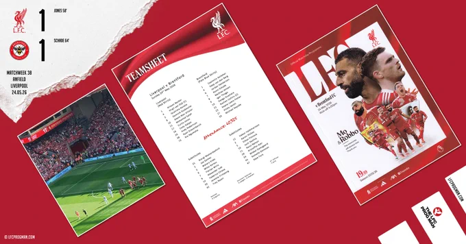 Programme available from Reach Sport Online Shop
https://reachsportshop.com/matchday_programme/liverpool-v-brentford-24-05-2026/