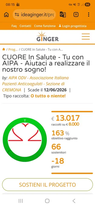 Un traguardo straordinario che dimostra il grande cuore e la generosità del nostro territorio! ❤️

Siamo a un passo dalla meta dei 15.000 €, ma ora serve l'ultimo scatto, tutti insieme. Ogni singolo contributo, anche piccolo, può fare un'enorme differenza per la salute e il futuro di tante persone.

Mettiamoci l'anima per questo sprint finale! Aiutaci a tagliare il traguardo e a trasformare questo grande sogno in realtà. Bastano pochissimi clic per fare la tua parte.

DONA ORA E CONDIVIDI IL LINK DA QUI:
👇👇👇
https://www.ideaginger.it/progetti/cuore-in-salute-tu-con-aipa-aiutaci-a-realizzare-il-nostro-sogno.html 🏃‍♂️💨