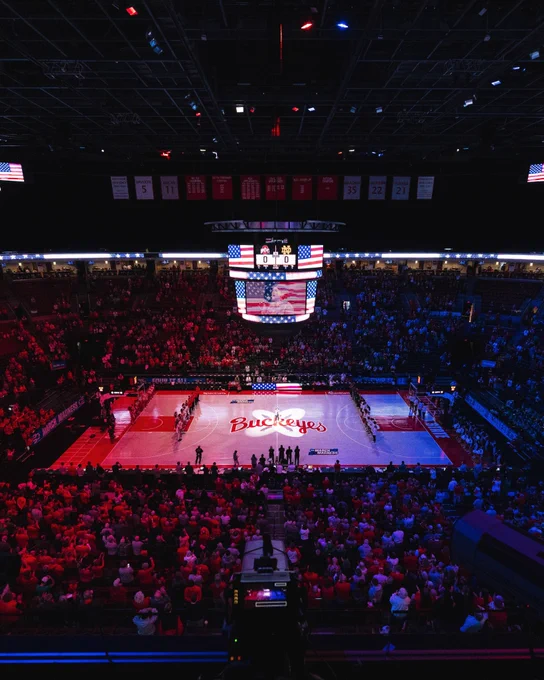 The anthem being played at an Ohio State Women's Basketball Game.