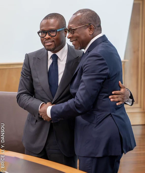 President Romuald Wagdani with outgoing Patrice Talon of Benin Republic