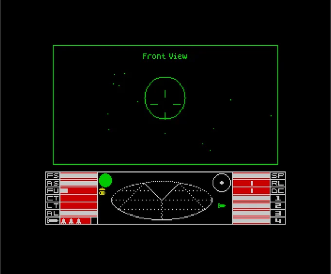 Elite Legends for Sinclair Spectrum 128 (unofficial, PLM, 2021) - space view.