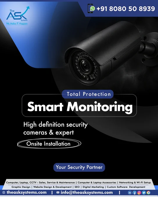 𝗔𝗱𝘃𝗮𝗻𝗰𝗲𝗱 𝗖𝗖𝗧𝗩 𝗦𝗼𝗹𝘂𝘁𝗶𝗼𝗻𝘀 𝗙𝗼𝗿 𝗬𝗼𝘂𝗿 𝗦𝗽𝗮𝗰𝗲

Protect your home and business with smart surveillance solutions built for modern security needs.

✔ Total Protection
✔ Smart Monitoring
✔ Crystal Clear HD Cameras
✔ Professional Onsite Installation
✔ 24/7 Reliable Surveillance

Smart security solutions that help you stay connected and protected at all times.

Contact us today to upgrade your security system.

Call or WhatsApp Us on:
https://wa.me/918080508939 

#SmartIntercom #CCTV #SecurityTech #DigitalSecurity #HomeSafety #IntercomSystem #GoaBusiness #GoaTech #NorthGoa #Mapusa #TheAskSystems #ITSolutions #ITSupport #NetworkSolutions #CCTVInstallation #SecuritySolutions #DigitalGoa #GoaServices #GoaEntrepreneurs #GoaCompanies #GoaStartups #GoaIT #BusinessContinuity #TechMaintenance #AMCSolutions #SecurityCameras #HomeSecurityGoa #OfficeIT #ReliableIT #GoaUpdates