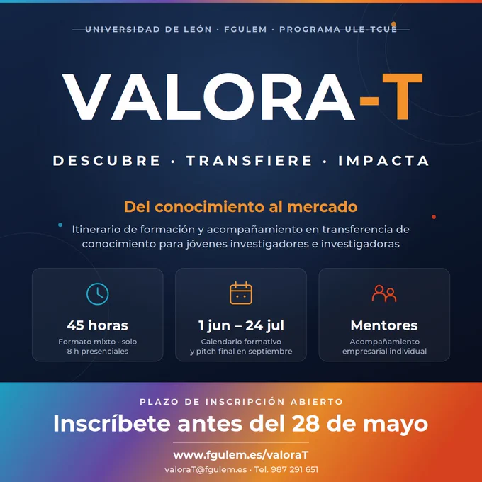 Programa VALORA-T. Itinerario de acompañamiento diseñado para cerrar la brecha entre el conocimiento científico y el mercado.