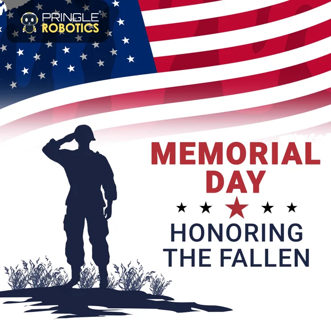 A solemn Memorial Day tribute featuring a silhouetted soldier saluting against the backdrop of the American flag. The message 'Honoring the Fallen' is prominently displayed.