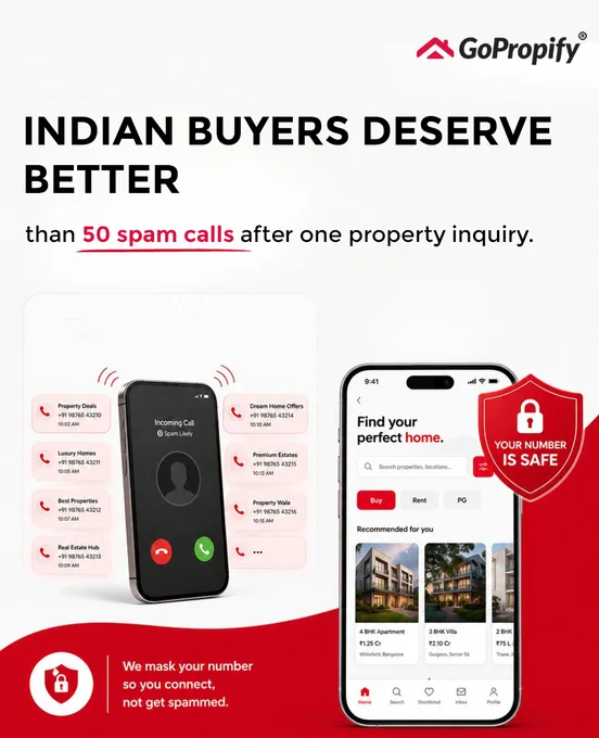 The moment you search for a property:
📞 Unknown calls start flooding in.

One property inquiry shouldn’t turn into 50 spam calls.

GoPropify is built differently.
🔒 Your number stays protected
🏡 You explore properties stress-free

and the Brokers do not compete with each other. 

Because buyers deserve privacy. Visit now : https://www.gopropify.com/

#GoPropify #PropertySearch #RealEstateIndia #PrivacyFirst #HomebuyingTips #PropTech  #buyproperty #propertyingurgaon #homeingurgaon #propertyinnoida #propertyindelhi #propertyagent #propertyagent 