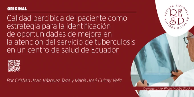 Imagen de un médico revisando una radiografía en la que aparecen los pulmones de un paciente (copyright: Alex Photo-Adobe Stock). Original "Calidad percibida del paciente como estrategia para la identificación de oportunidades de mejora en la atención del servicio de tuberculosis en un centro de salud de Ecuador". Revista Española de Salud Pública, Ministerio de Sanidad (Gobierno de España).