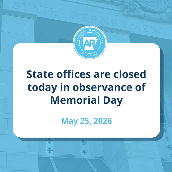 State offices are closed today in observance of Memorial Day, according to the sign with the state seal logo.