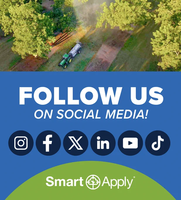 📱 Stay connected with Smart Apply®.

Follow us for the latest on precision spraying, product updates, grower insights, and real results from the field. Get a closer look at how Smart Apply is helping growers reduce inputs, improve efficiency, and make more informed decisions every day.

Instagram: www.instagram.com/smartapplyspraying

Facebook: www.facebook.com/SmartApplySpraying

X: x.com/SmartApplyAg

LinkedIn: https://www.linkedin.com/company/smartapplyspraying/

YouTube: www.youtube.com/@smartapply3084

TikTok: www.tiktok.com/@smartapplyspraying

#SmartApply #PrecisionSpraying #HighValueCrops #PrecisionAg #AgTech