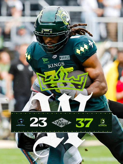 A dynamic football scene showing a player in motion with a final score overlay indicating a victory. The mood is energetic and triumphant.