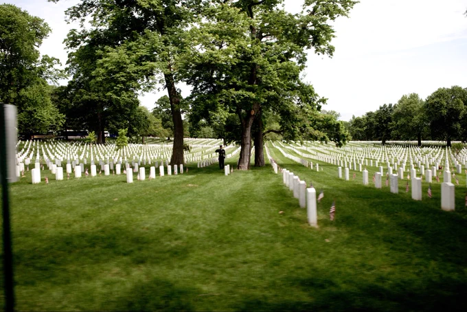 A Marine stands guard in Arlington National Cemetery on Memorial Day in Arlington, Va., May 25, 2009. (Official White House Photo by Lawrence Jackson)