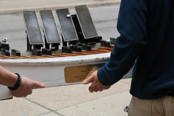 Herman Organ Company moves foot peddles of the Wurlitzer Opus 1587 Theatre Organ console into a truck outside the PPAC stage door. 2026