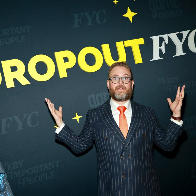 Photos taken at Dropout's Emmy 'For Your Consideration' event at the Laugh Factory. Photos include Sam Reich and Vic Michaelis on the red carpet, Brennan Lee Mulligan playing a game of 'Sam Says', and Sam in conversation with Variety's Awards Editor Clayton Davis.