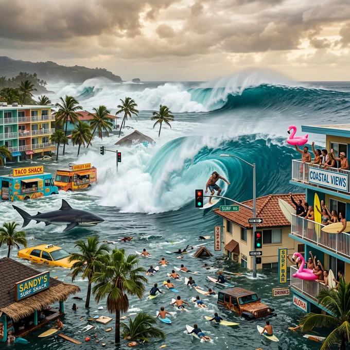Quando o mar resolve invadir a cidade… os surfistas ainda perguntam:
“Será que tá clássico ou tá muito cheio?” 🌊😂

Enquanto alguns fogem da enchente, outros já estão procurando a melhor bancada no meio da avenida. 🏄‍♂️⚡

#Surf #SurfLife #BigWaves #Tsunami #SurfHumor #Ocean #Wave #Aloha #SurfReport #Surfing #LineUp #ExtremeSurf #FunnySurf #GoodVibes #ApocalipseSurfista #SurfCulture