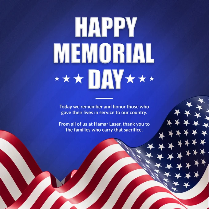 American flag displayed in a simple, respectful Memorial Day tribute image.