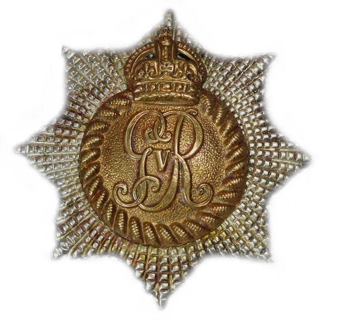 The Royal Canadian Regiment cap badge corresponding to the 1916 era of dress. Source: The Royal Canadian Regiment Museum at Wolseley Barracks, London, ON.