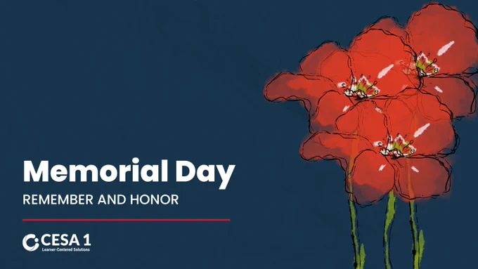 Three red poppies with delicate black outlines on a dark blue background, symbolizing Memorial Day remembrance.