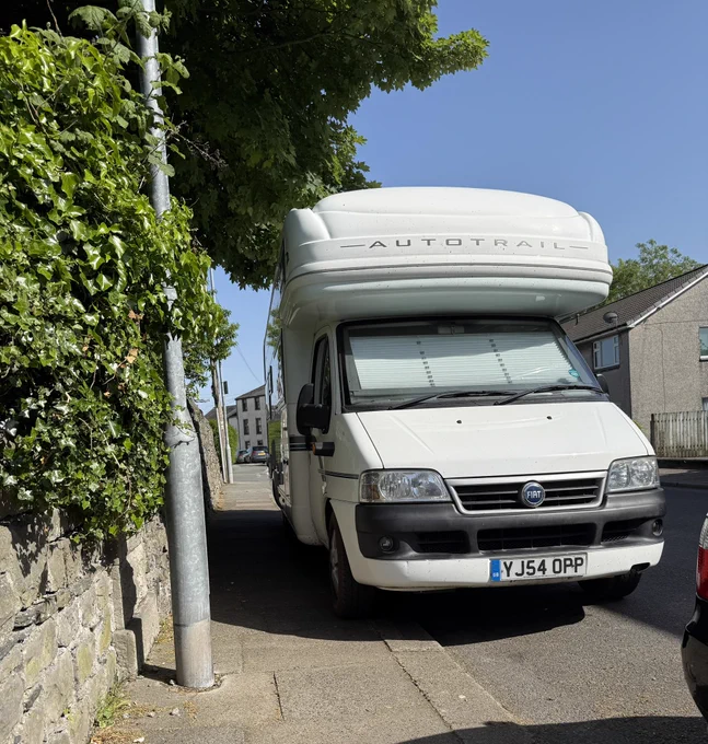 Motor home parked on pave