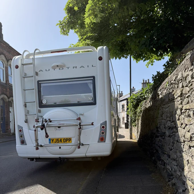 Motor home parked on pavement